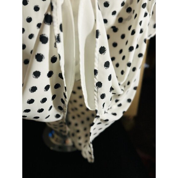 41 Hawthorn White & Black Polka Dot Tulip Sleeve Blouse‎ Pocket Accent Sz Small - Picture 6 of 12